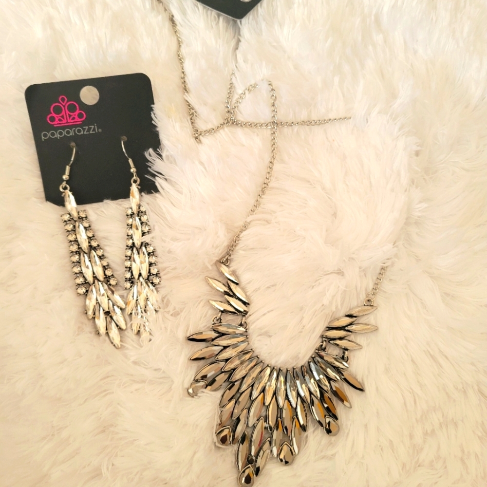 Rhinestone necklace and earrings